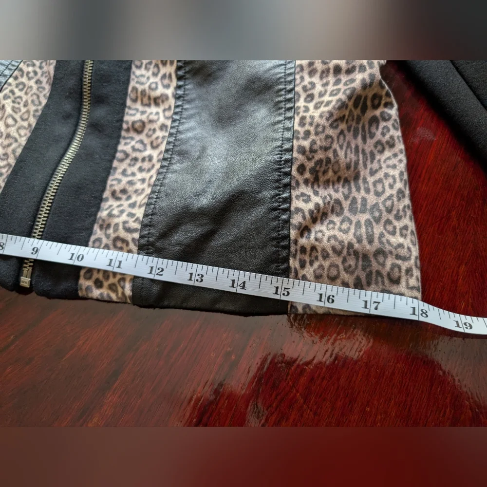 Chico's Black Jacket With Animal Print And Faux Leather